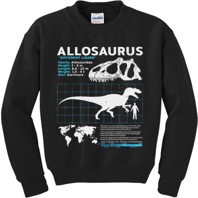 Allosaurus Fact Sheet Dinosaur Facts Kids Sweatshirt