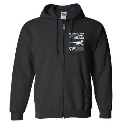 Allosaurus Fact Sheet Dinosaur Facts Full Zip Hoodie