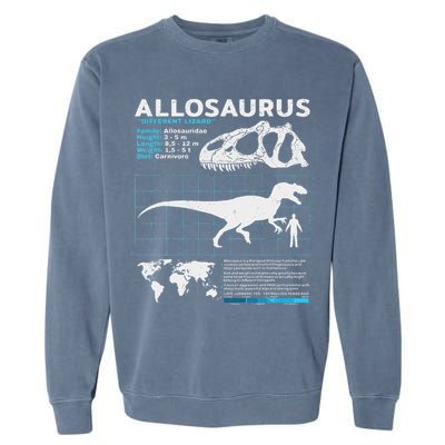 Allosaurus Fact Sheet Dinosaur Facts Garment-Dyed Sweatshirt