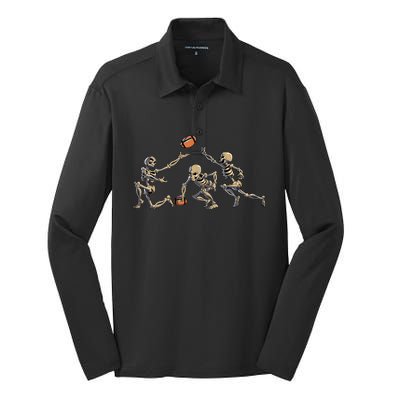 American Football Skeleton Halloween Football Fan Silk Touch Performance Long Sleeve Polo