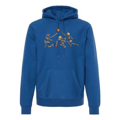 American Football Skeleton Halloween Football Fan Premium Hoodie