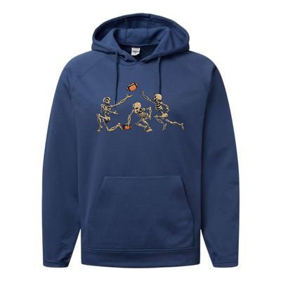 American Football Skeleton Halloween Football Fan Performance Fleece Hoodie