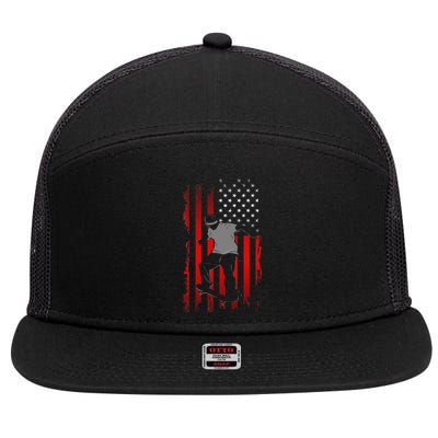 American Flag Skateboard Apparel Skateboarder Skateboard 7 Panel Mesh Trucker Snapback Hat