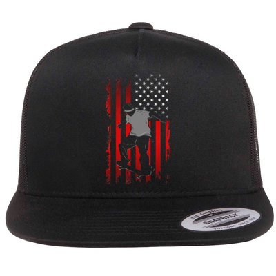 American Flag Skateboard Apparel Skateboarder Skateboard Flat Bill Trucker Hat