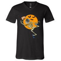 American Football Skeleton Halloween V-Neck T-Shirt