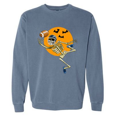 American Football Skeleton Halloween Garment-Dyed Sweatshirt