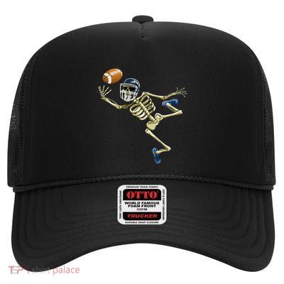 American Football Skeleton Halloween High Crown Mesh Back Trucker Hat