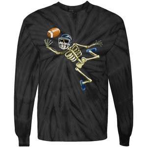 American Football Skeleton Halloween Tie-Dye Long Sleeve Shirt