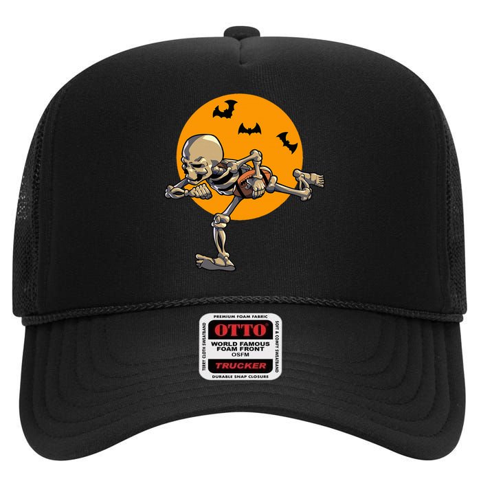 American Football Skeleton Halloween High Crown Mesh Back Trucker Hat