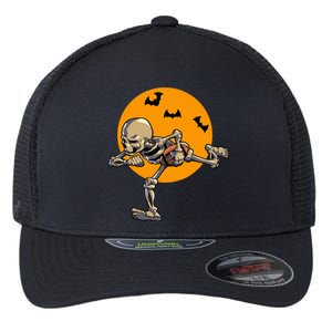 American Football Skeleton Halloween Flexfit Unipanel Trucker Cap