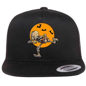 American Football Skeleton Halloween Flat Bill Trucker Hat