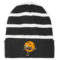 American Football Skeleton Halloween Striped Beanie with Solid Band