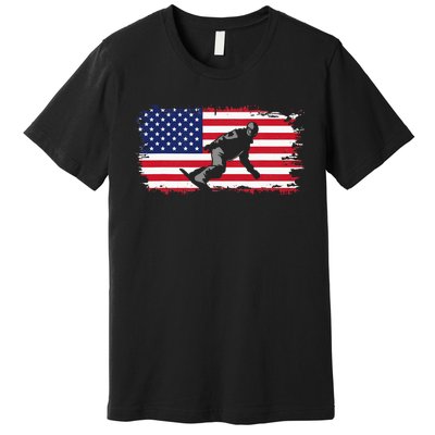 American Flag Snowboard Apparel Snowboarding Snowboard Premium T-Shirt