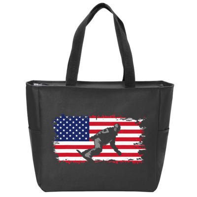 American Flag Snowboard Apparel Snowboarding Snowboard Zip Tote Bag