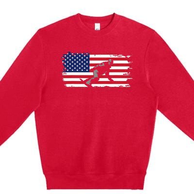 American Flag Snowboard Apparel Snowboarding Snowboard Premium Crewneck Sweatshirt