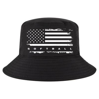 American Flag Softball Gift Softball Funny Gift Cool Comfort Performance Bucket Hat