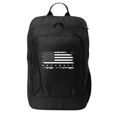 American Flag Softball Gift Softball Funny Gift City Backpack