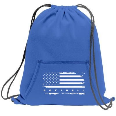 American Flag Softball Gift Softball Funny Gift Sweatshirt Cinch Pack Bag