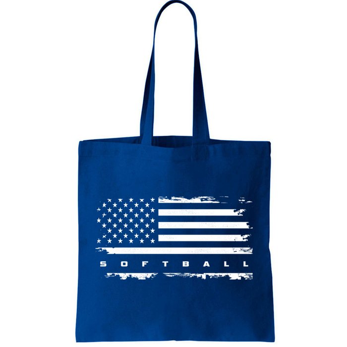 American Flag Softball Gift Softball Funny Gift Tote Bag