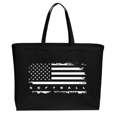 American Flag Softball Gift Softball Funny Gift Cotton Canvas Jumbo Tote