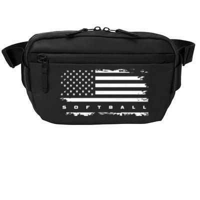 American Flag Softball Gift Softball Funny Gift Crossbody Pack