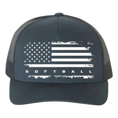 American Flag Softball Gift Softball Funny Gift Yupoong Adult 5-Panel Trucker Hat