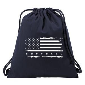 American Flag Softball Gift Softball Funny Gift Drawstring Bag