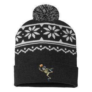 American Football Skeleton Halloween Football Fan USA-Made Snowflake Beanie