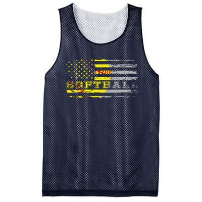 American Flag Softball Fan Team Distressed Gift Mesh Reversible Basketball Jersey Tank