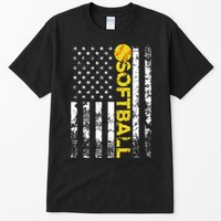 American Flag Softball Team Gift Tall T-Shirt