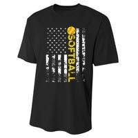 American Flag Softball Team Gift Performance Sprint T-Shirt