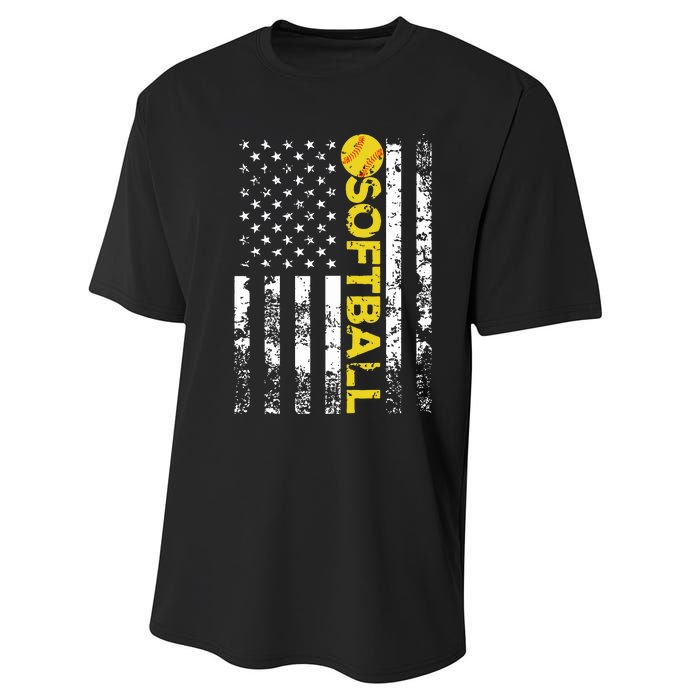 American Flag Softball Team Gift Performance Sprint T-Shirt