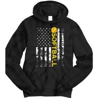 American Flag Softball Team Gift Tie Dye Hoodie