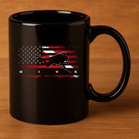 American Flag Scuba Diving Apparel Scuba Diving 11oz C Handle Ceramic Mug