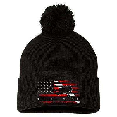 American Flag Scuba Diving Apparel Scuba Diving Pom Pom 12in Knit Beanie