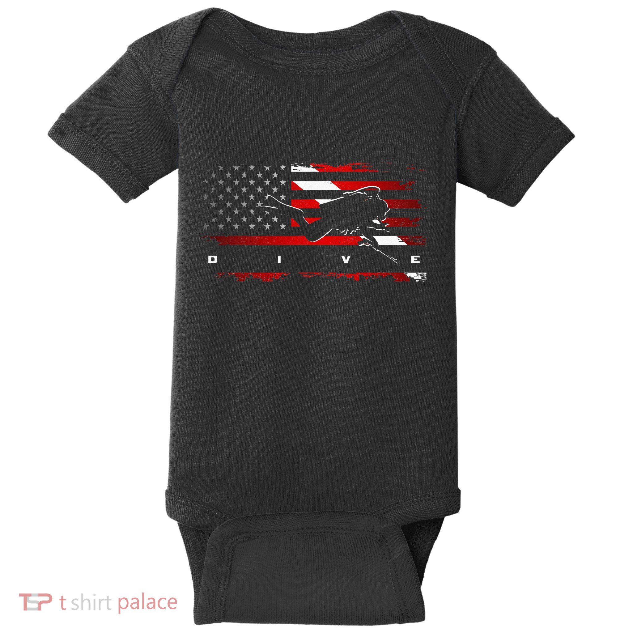 American Flag Scuba Diving Apparel Scuba Diving Baby Bodysuit