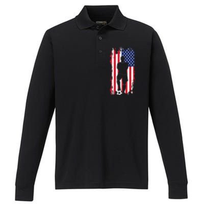 American Flag Soccer Apparel Soccer Performance Long Sleeve Polo