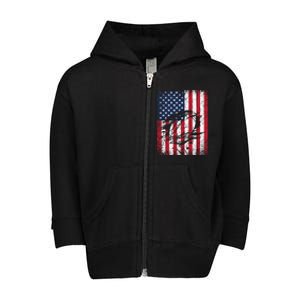 American Football Season Usa Flag Game Day Gift Toddler Zip Fleece Hoodie