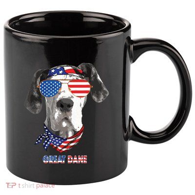 American Flag Shirts Great Dane Dog Lover Gifts 11oz C Handle Ceramic Mug