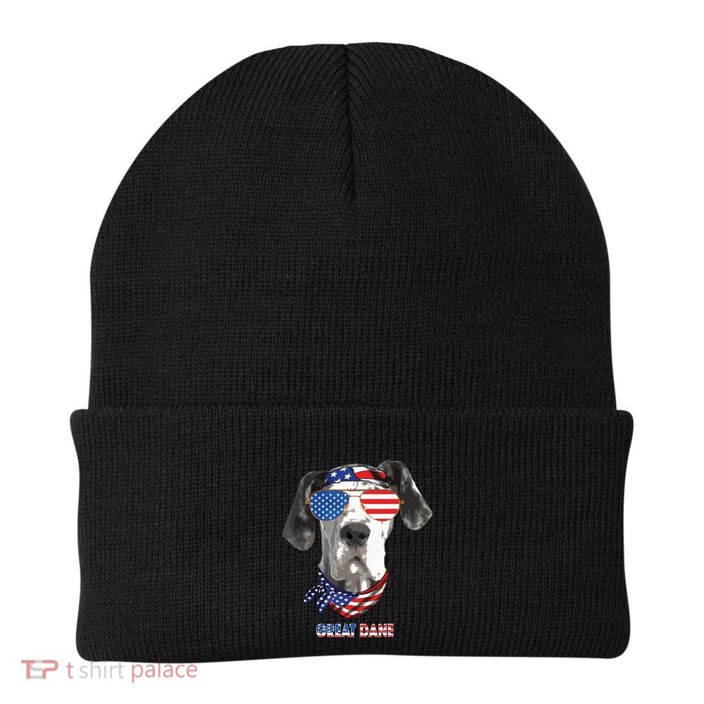 American Flag Shirts Great Dane Dog Lover Gifts Beanie