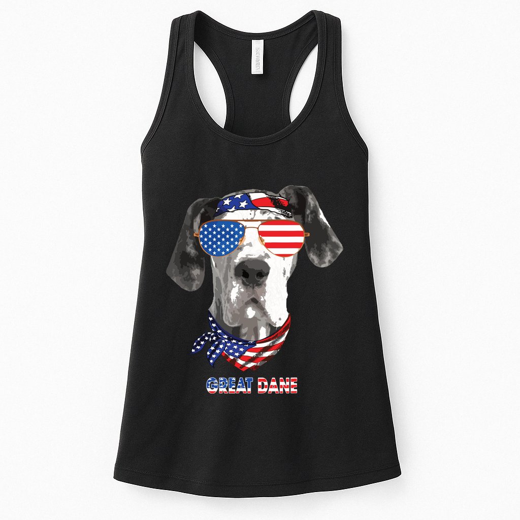 American Flag Shirts Great Dane Dog Lover Gifts Womens Tank Top