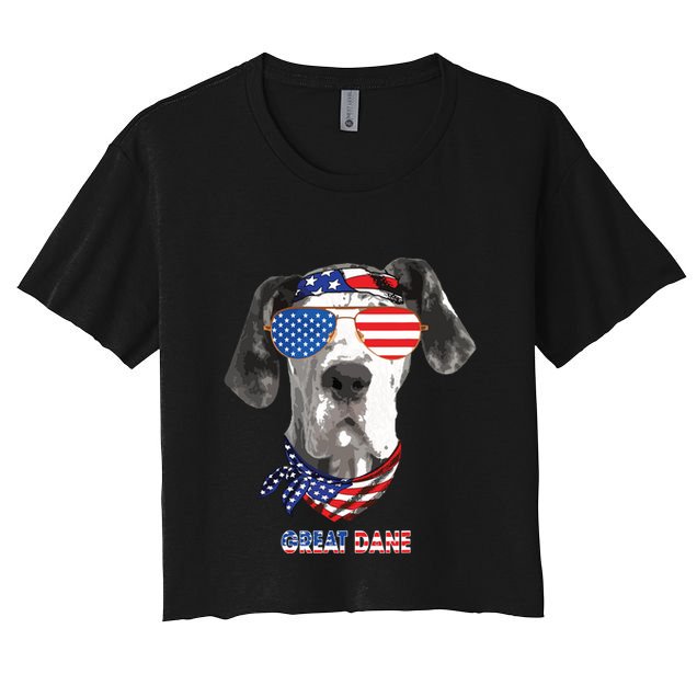 American Flag Shirts Great Dane Dog Lover Gifts Crop Top