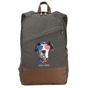 American Flag Shirts Great Dane Dog Lover Gifts Cotton Canvas Backpack