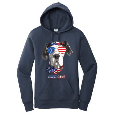 American Flag Shirts Great Dane Dog Lover Gifts Women's Pullover Hoodie