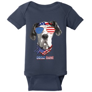 American Flag Shirts Great Dane Dog Lover Gifts Baby Bodysuit