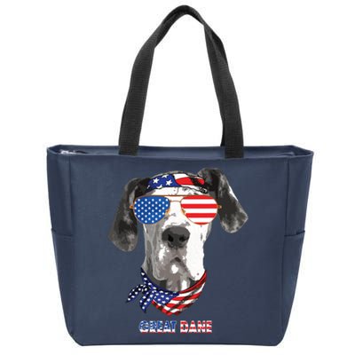 American Flag Shirts Great Dane Dog Lover Gifts Zip Tote Bag