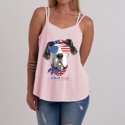 American Flag Shirts Great Dane Dog Lover Gifts Women's Strappy Tank