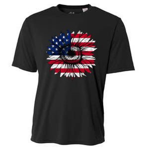 American Flag Sunflower 4th of July Independence USA Day Cooling Performance Crew T-Shirt