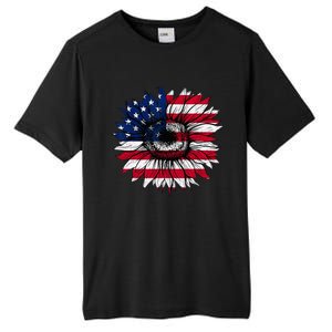 American Flag Sunflower 4th of July Independence USA Day Tall Fusion ChromaSoft Performance T-Shirt