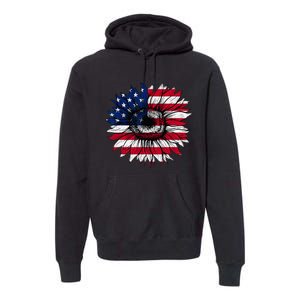 American Flag Sunflower 4th of July Independence USA Day Premium Hoodie